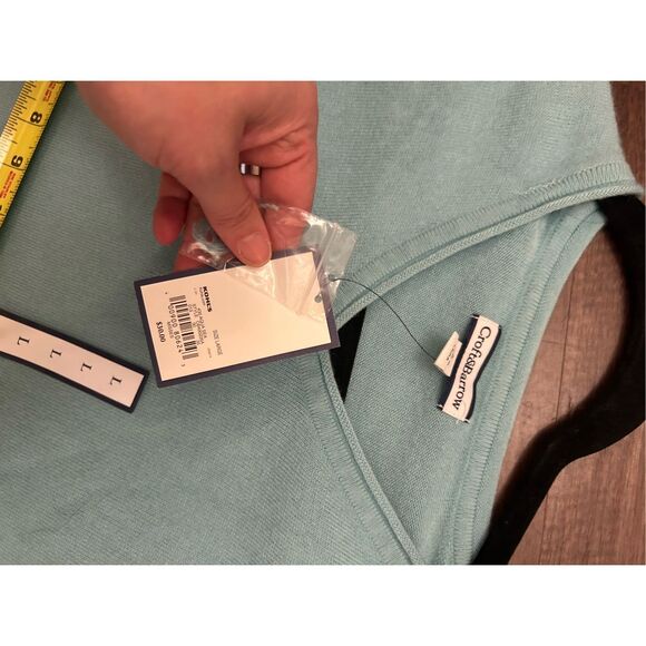 Croft & Barrow NWT Aqua Sea Blue V-Neck Sweater, Sz Large - Picture 4 of 7